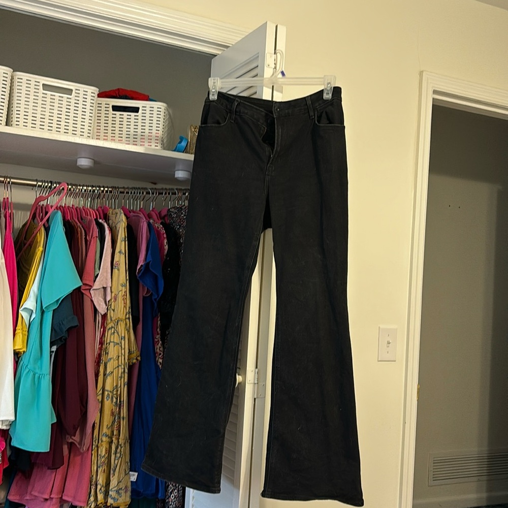 Black high rise flare jeans